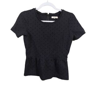 Madewell LADIES SHORT SLEEVE DOLKA DOT PEPLUM TOP- XS